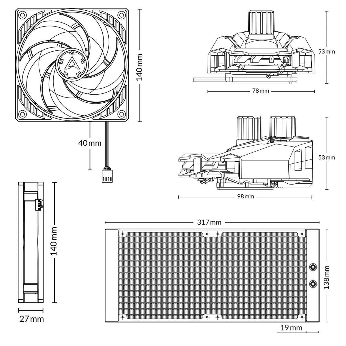 ARCTIC Liquid Freezer II 280 - BLACK - AIO CPU Liquid Cooler - Computer System Cooling Parts - Gamertech.shop