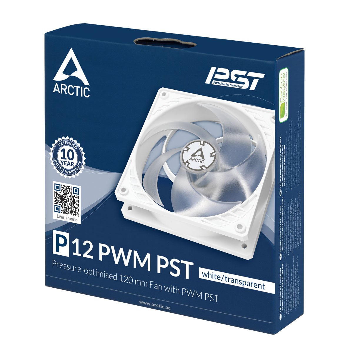 Arctic P12 PWM PST - WHITE / TRANSPARENT - 120mm Case Fan - Computer System Cooling Parts - Gamertech.shop
