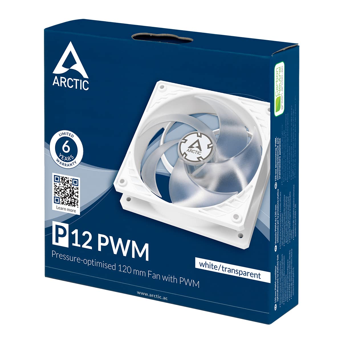 Arctic P12 PWM - WHITE / TRANSPARENT - 120mm Case Fan - Computer System Cooling Parts - Gamertech.shop
