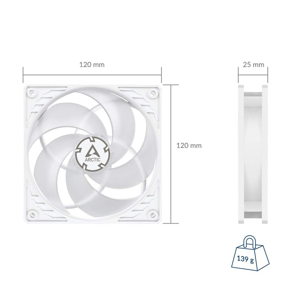 Arctic P12 PWM - WHITE / TRANSPARENT - 120mm Case Fan - Computer System Cooling Parts - Gamertech.shop