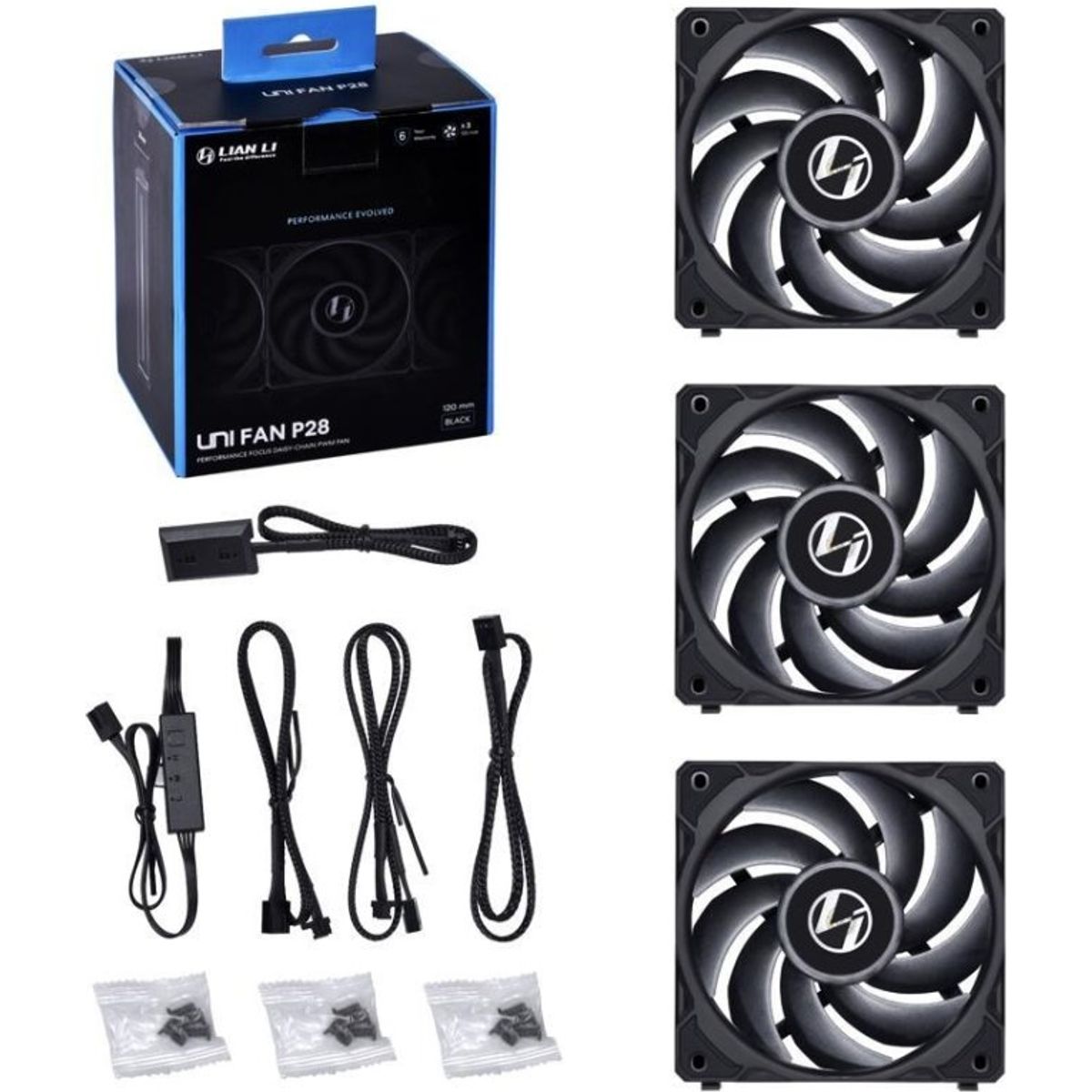 Lian Li UNI Fan P28 - BLACK - 3-pack - Computer System Cooling Parts - Gamertech.shop