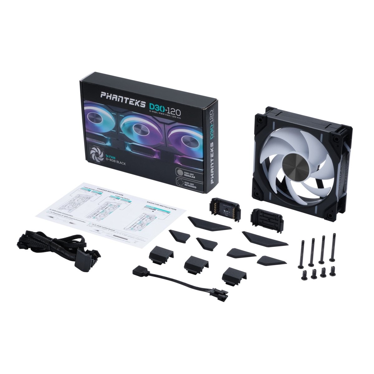 Phanteks D30 Fan - BLACK - 1-pack - D30-120 D-RGB - Computer System Cooling Parts - Gamertech.shop