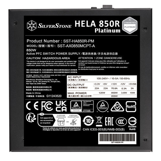 SilverStone ATX 3.0 HELA 850R Platinum 850W Cybenetics 12VHPWR Gen 5 Power Supply - Computer Power Supplies - Gamertech.shop