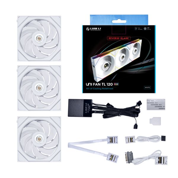 Lian Li TL 120 REVERSE Blade 3pk with Controller White Retail Package