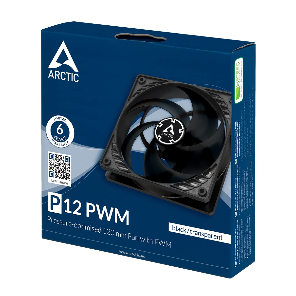 Arctic P12 PWM - BLACK / TRANSPARENT - 120mm Case Fan - Computer System Cooling Parts - Gamertech.shop