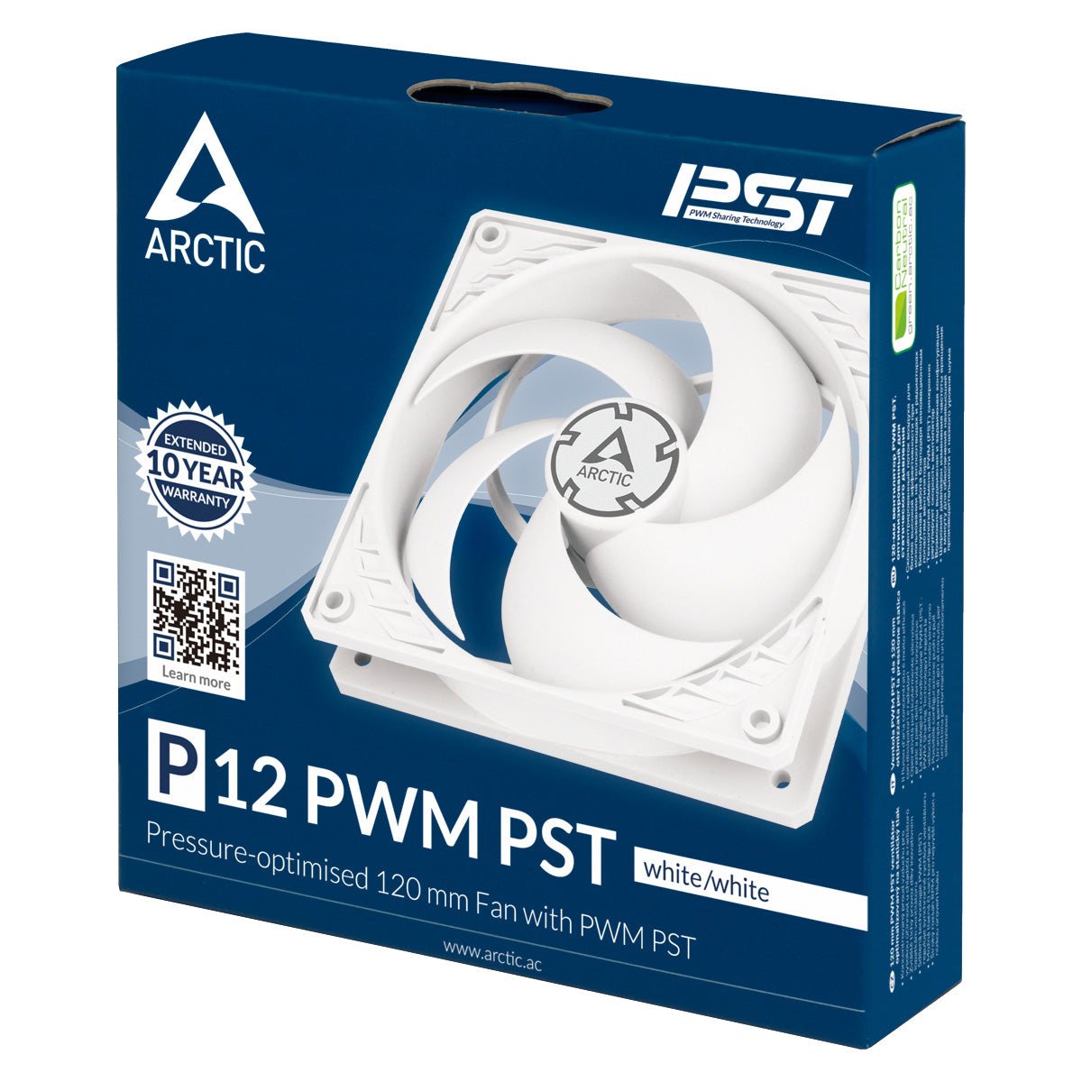 ARCTIC P12 PWM PST - WHITE - 120mm Case Fan - Computer System Cooling Parts - Gamertech.shop
