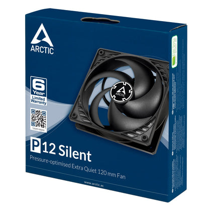 Arctic P12 SILENT - BLACK - Extra Quiet 120mm Case Fan - Computer System Cooling Parts - Gamertech.shop