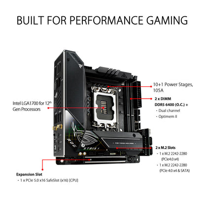 Asus ROG Strix Z690-i Gaming WiFi DDR5 LGA 1700 Mini-iTX Motherboard - Motherboards - Gamertech.shop