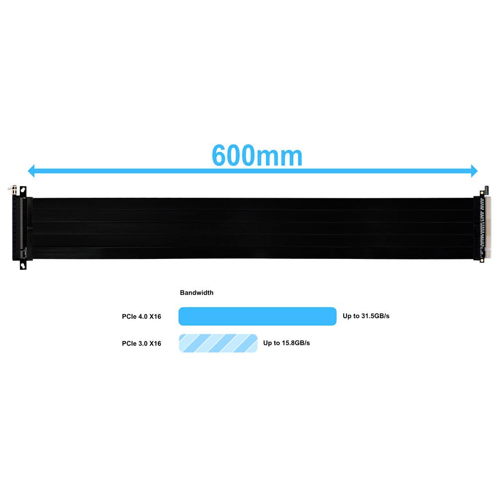 Lian Li PCIe 4.0 Riser Cable 600mm - BLACK (PW-PCI-4-60X) - Computer Accessories - Gamertech.shop