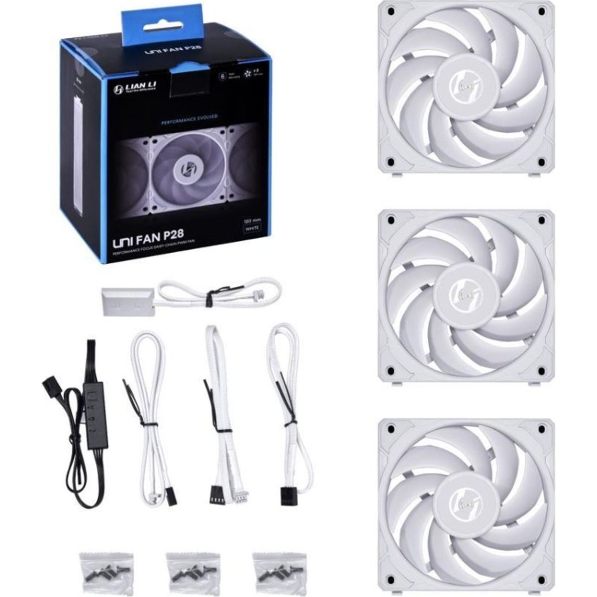 Lian Li UNI Fan P28 - WHITE - 3-pack - Computer System Cooling Parts - Gamertech.shop