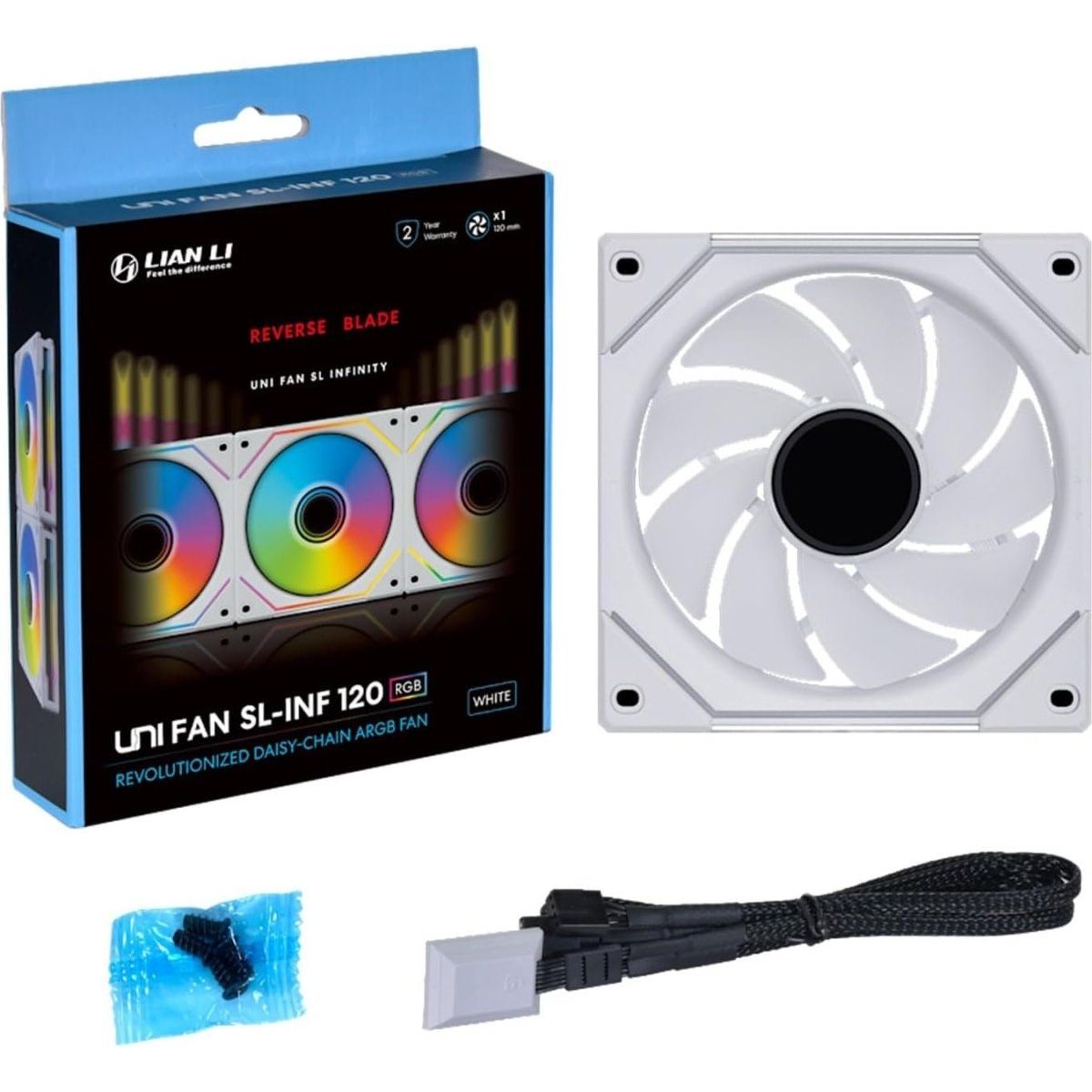 Lian Li UNI Fan SL Infinity 120 REVERSE Blade - WHITE - 1-pack - Computer System Cooling Parts - Gamertech.shop