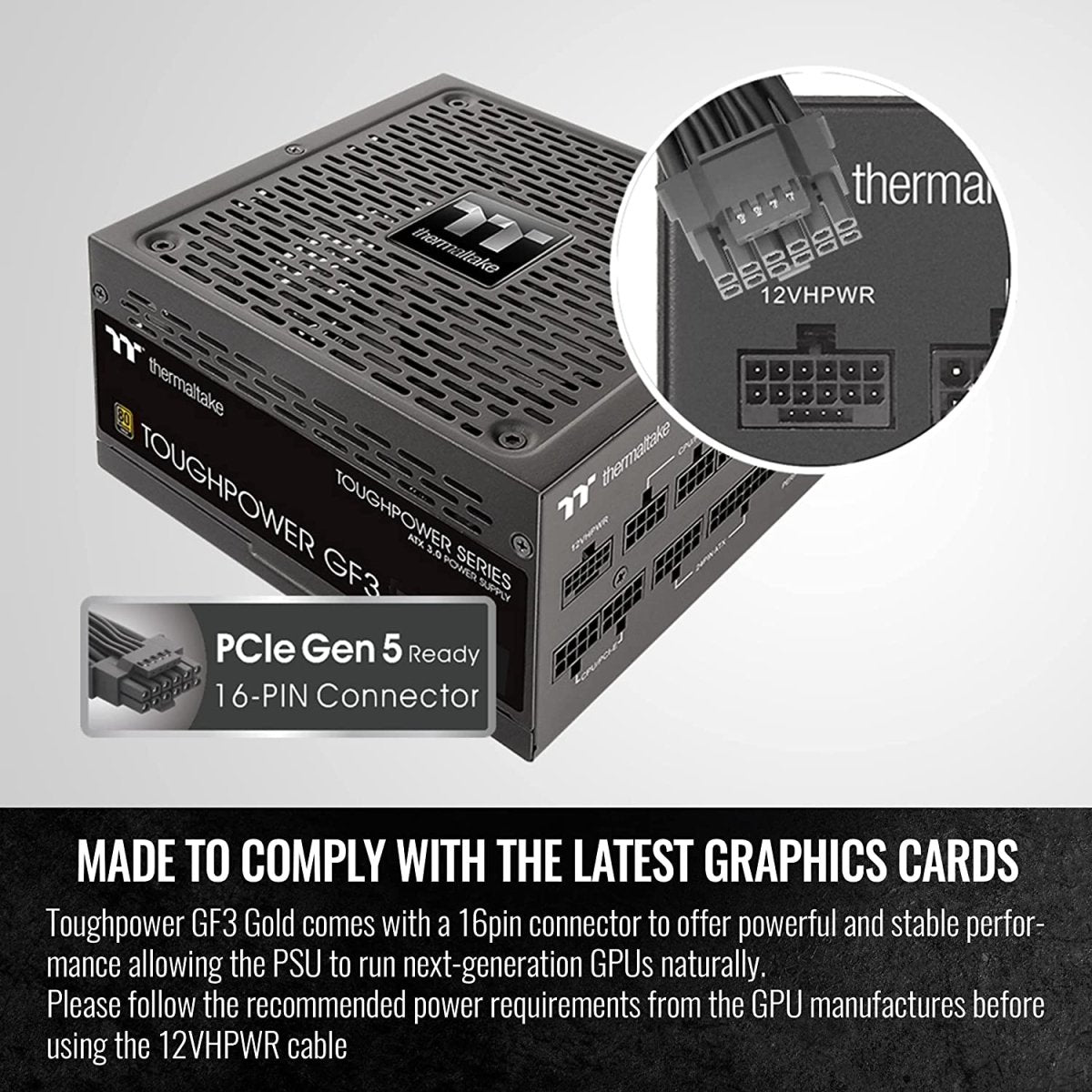 Thermaltake 1000W ATX 3.0 PSU PCIe Gen 5 Toughpower GF3 12VHPWR PCIE5 Power Supply - Computer Power Supplies - Gamertech.shop