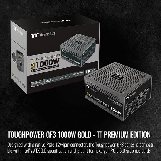 Thermaltake 1000W ATX 3.0 PSU PCIe Gen 5 Toughpower GF3 12VHPWR PCIE5 Power Supply - Computer Power Supplies - Gamertech.shop